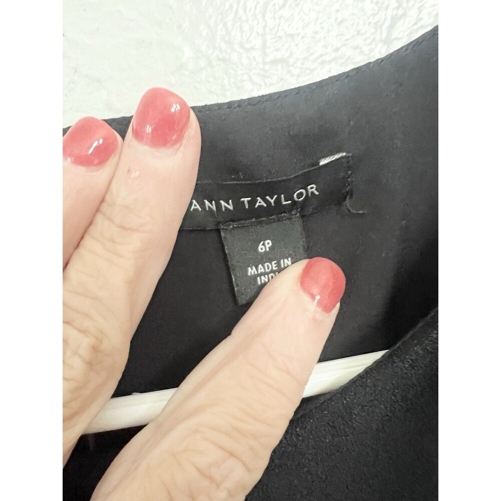 Ann Taylor Black Shift Dress 6P Petite Sheer Balloon Sleeve Cocktail Party Mini - Picture 6 of 10